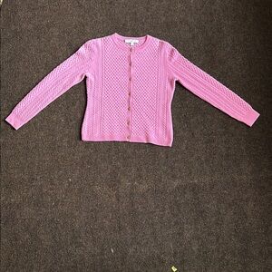 Brooks Brothers Pink Cardigan Sweater Ribbed Knit